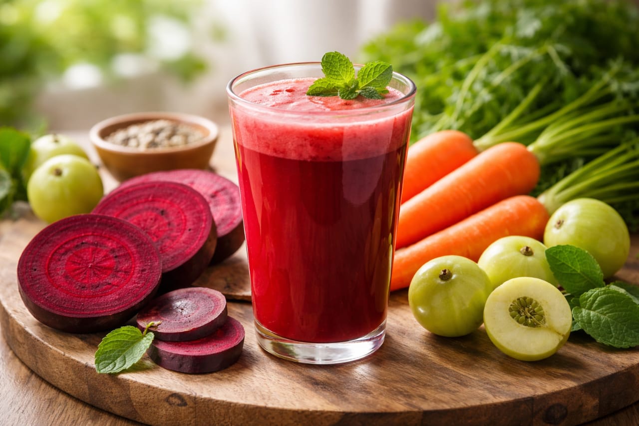 Health Benefits of Amla Beetroot Carrot Juice, amla beetroot carrot juice, amla beetroot carrot juice for immunity, amla beetroot carrot juice for weight loss, amla beetroot carrot juice for skin, benefits of amla beetroot carrot juice, amla beetroot carrot juice daily, What Is Amla Beetroot Carrot Juice?, Nutritional Value of Amla Beetroot Carrot Juice, Top Health Benefits of Amla Beetroot Carrot Juice, Benefits of Amla Beetroot Carrot Juice for Men and Women, How to Make Amla Beetroot Carrot Juice at Home, is amla beetroot carrot juice good for health, amla beetroot carrot juice for hemoglobin, amla beetroot carrot juice for glowing skin, amla beetroot carrot juice detox benefits,